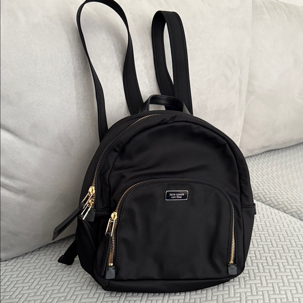 Kate Spade Black Dawn Backpack Nylon Zip Closure Front Pocket New without tags